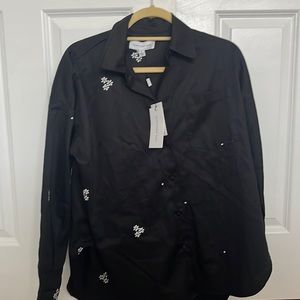 Something navy button down blouse oversized